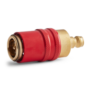 Dyros-Adapterkupplung Serie 90 mit Nippel für Serie 6 mit Ventil mit roter Hülse