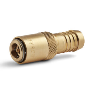 Dyros-Kupplung Serie 30 mit AG 1/4" und Schlauchanschluß 3/8"mit Ventil mit blauer Hülse